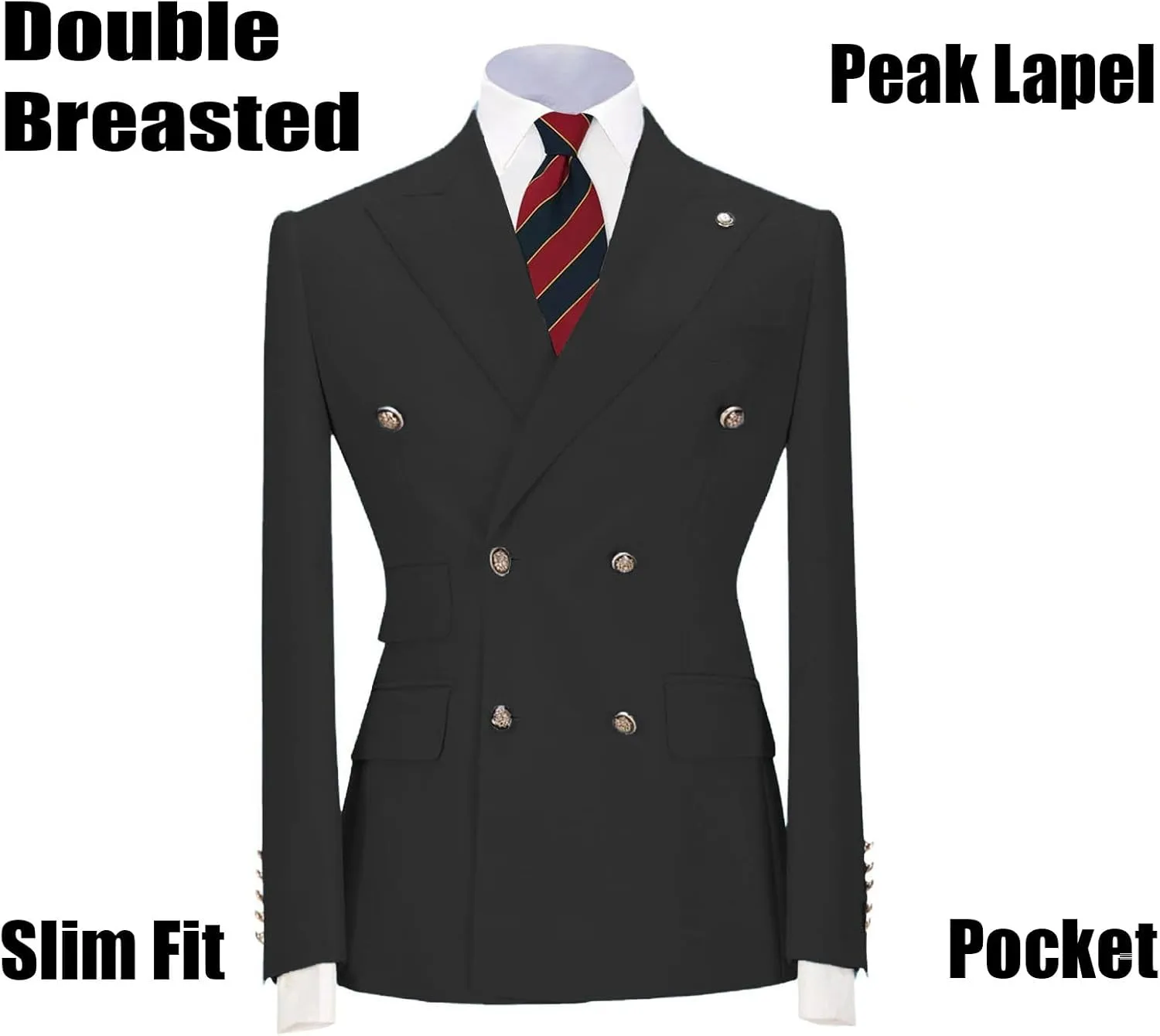 2 Piece Mens Suit Double Breasted Suits Men Formal Slim Fit Suit for Men Blazer Pants Wedding Groomsmen Suits