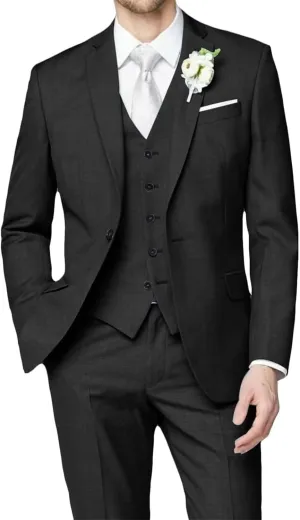 3 Piece Men Slim Fit Suits Wedding Groomsmen Prom Business Suit One Button Blazer Jacket Vest Pants Tuxedo Set