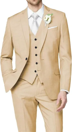3 Piece Men Slim Fit Suits Wedding Groomsmen Prom Business Suit One Button Blazer Jacket Vest Pants Tuxedo Set