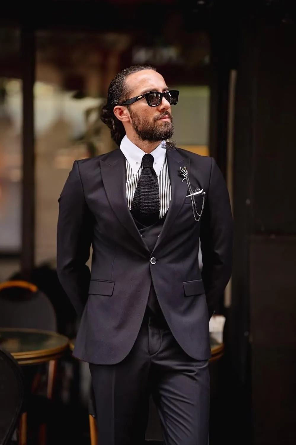 3 Piece Suit Men Slim Fit Double Breasted Suit for Men Wedding Suits Classic One Button Formal Prom Dinner Tuxedo