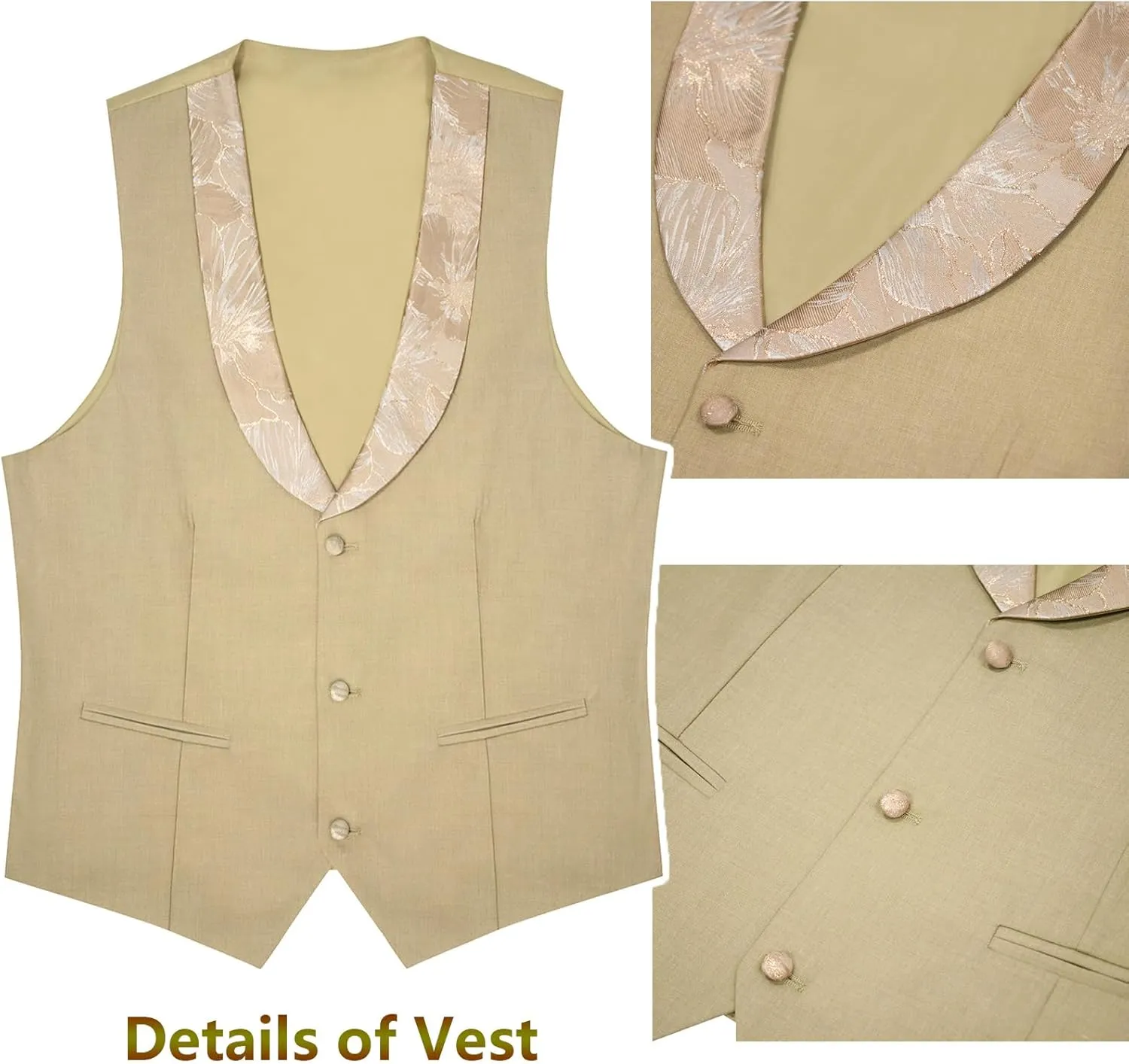 3 Pieces Men's Tuxedo Paisley Groom Wedding Blazer Jacket Vest Pants Sets Floral Formal Suits for Party,Dinner,Prom