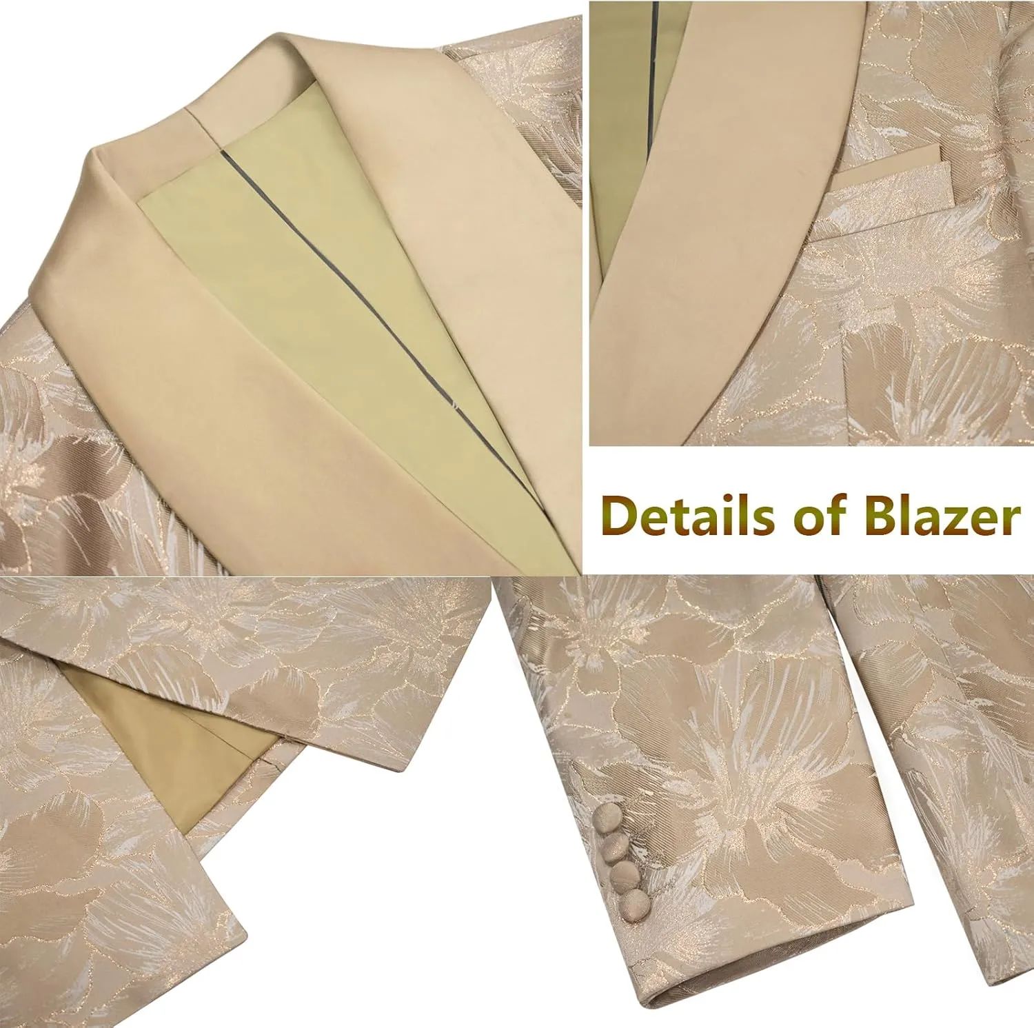 3 Pieces Men's Tuxedo Paisley Groom Wedding Blazer Jacket Vest Pants Sets Floral Formal Suits for Party,Dinner,Prom