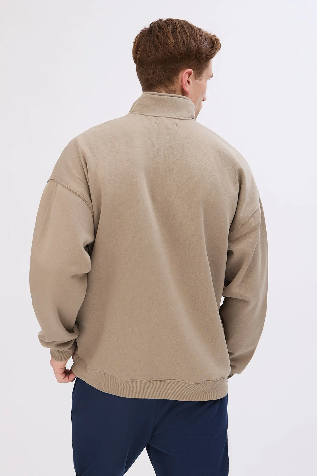 Aropostale Small Print Mock Neck Quarter-Zip Sweatshirt