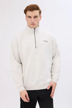 Aropostale Small Print Mock Neck Quarter-Zip Sweatshirt