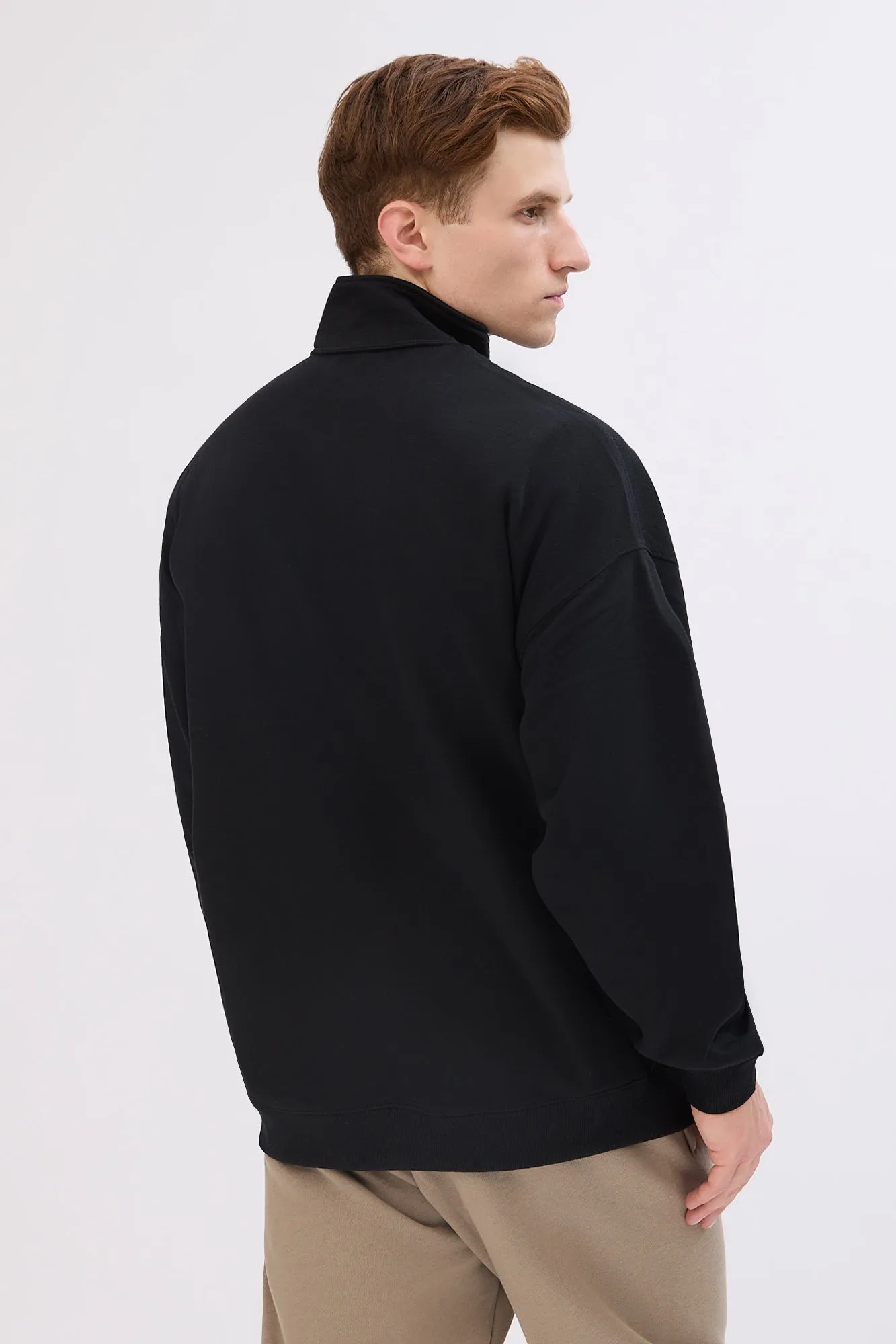 Aropostale Small Print Mock Neck Quarter-Zip Sweatshirt