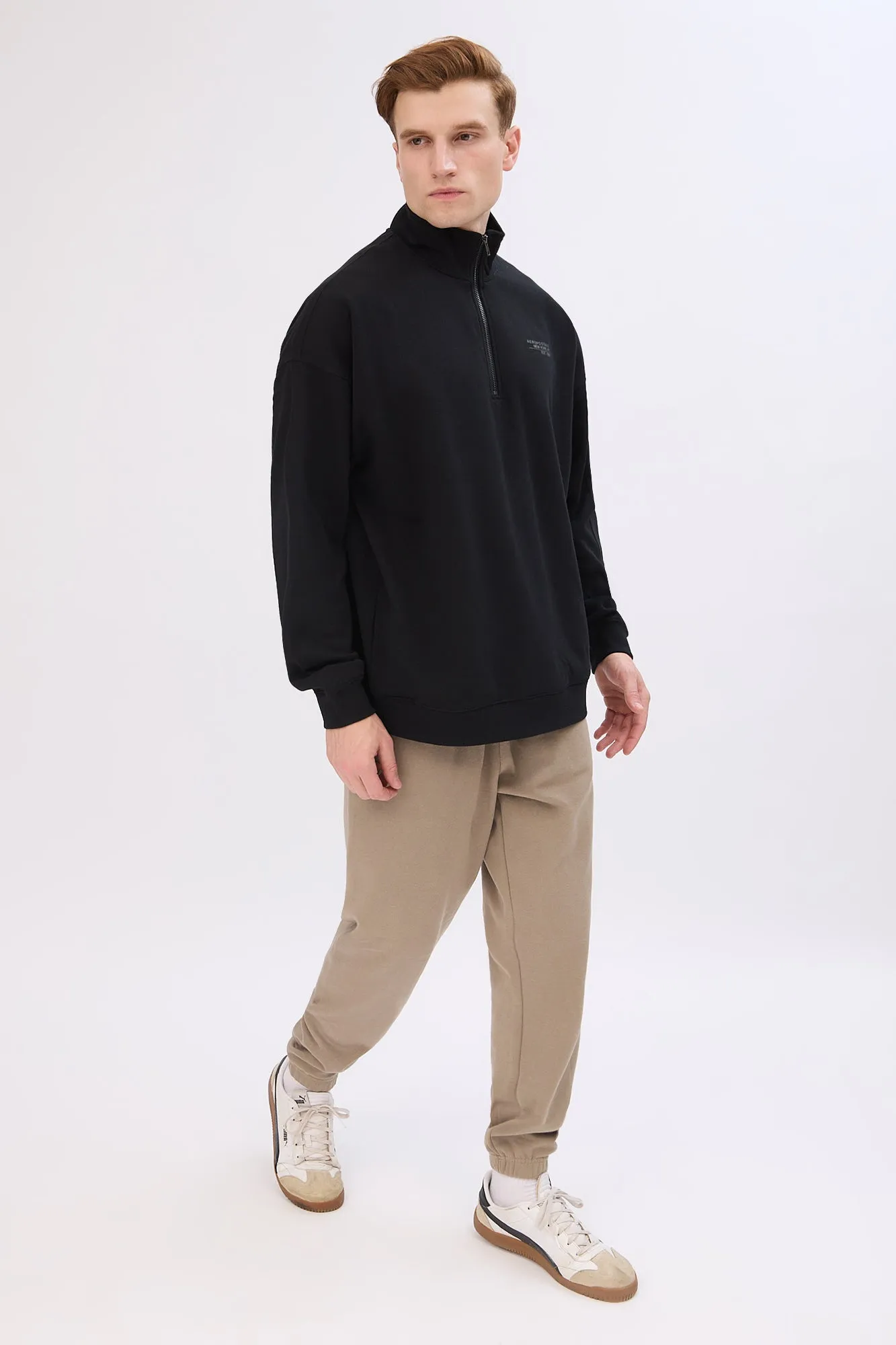 Aropostale Small Print Mock Neck Quarter-Zip Sweatshirt