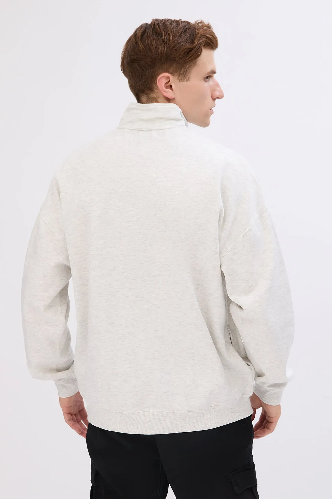 Aropostale Small Print Mock Neck Quarter-Zip Sweatshirt