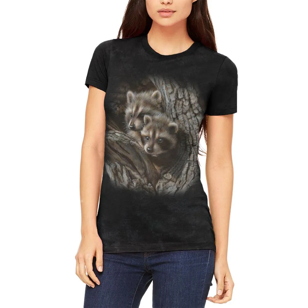 Baby Raccoons Tight Fit Juniors Soft T Shirt