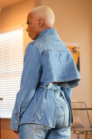 Backless Denim Button-Up