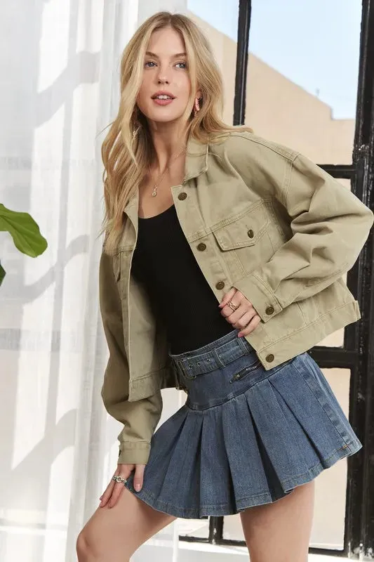 Canvas Button Up Front Denim Jacket