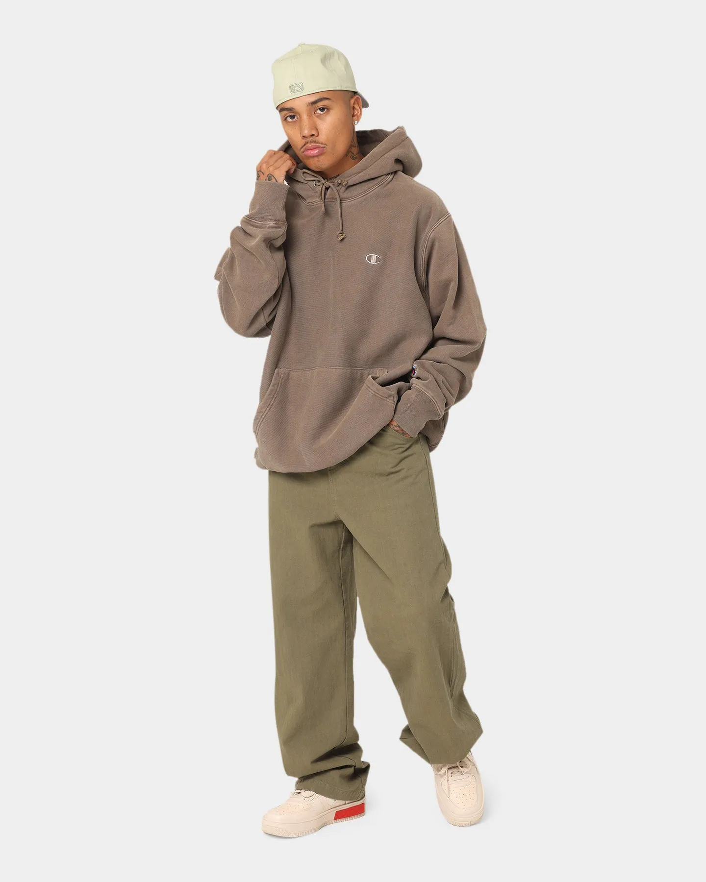 Champion Reverse Weave Garm Dye Hoodie Latte Brown