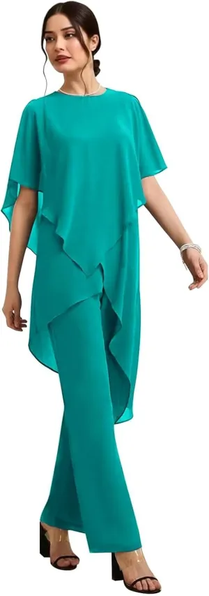 Chiffon Mother of The Bride Pant Suits for Wedding 2 Piece Formal Pant Suit Wedding Guest Outfits