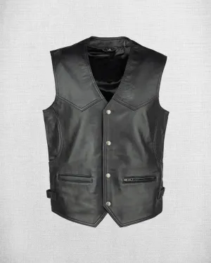 Classic Black Leather Vest