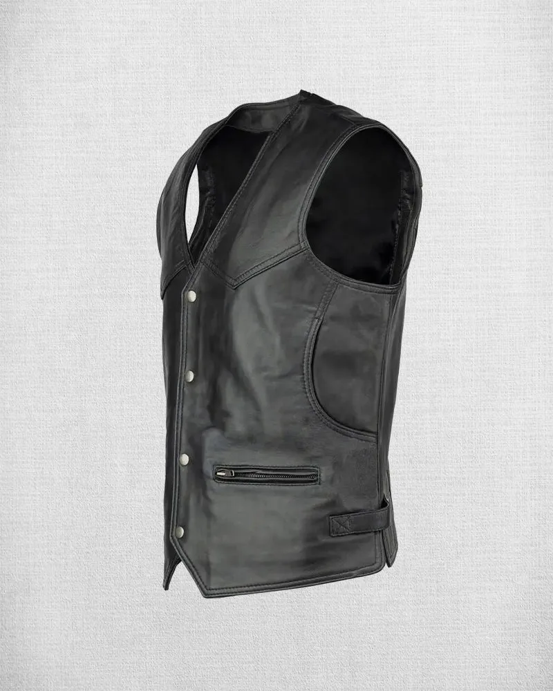 Classic Black Leather Vest