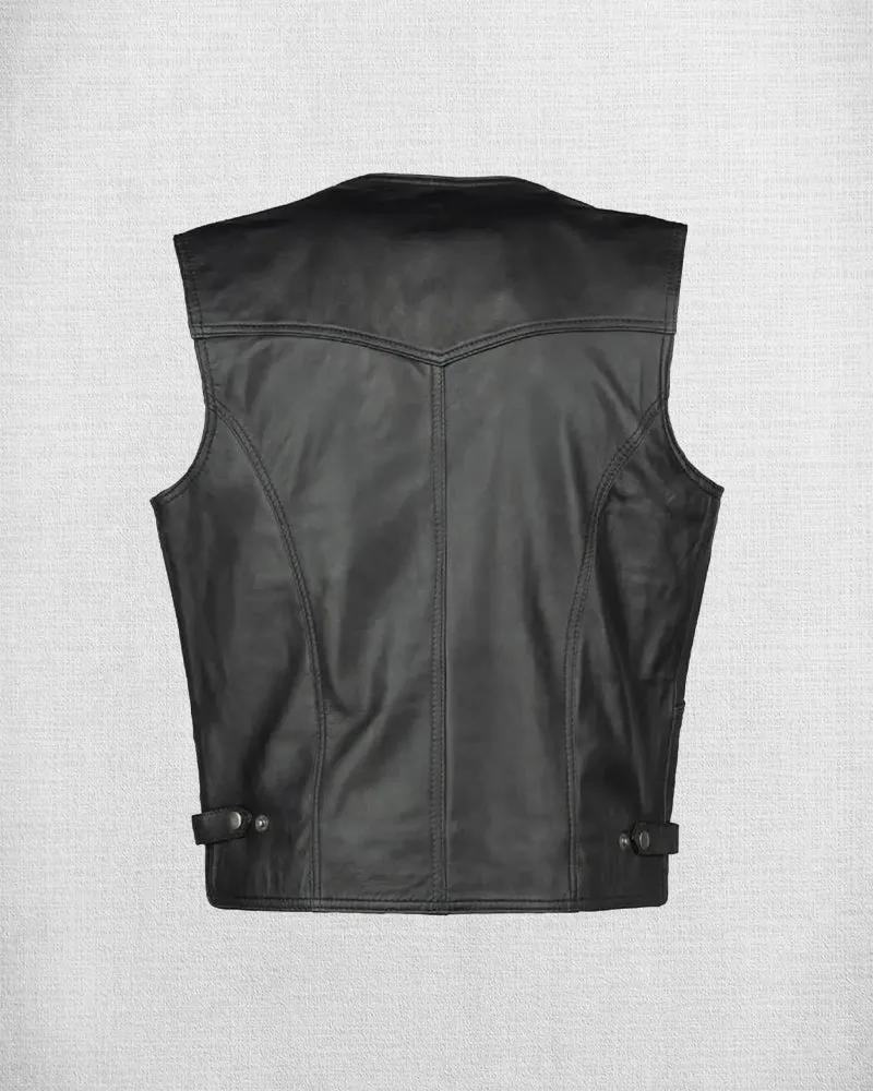 Classic Black Leather Vest