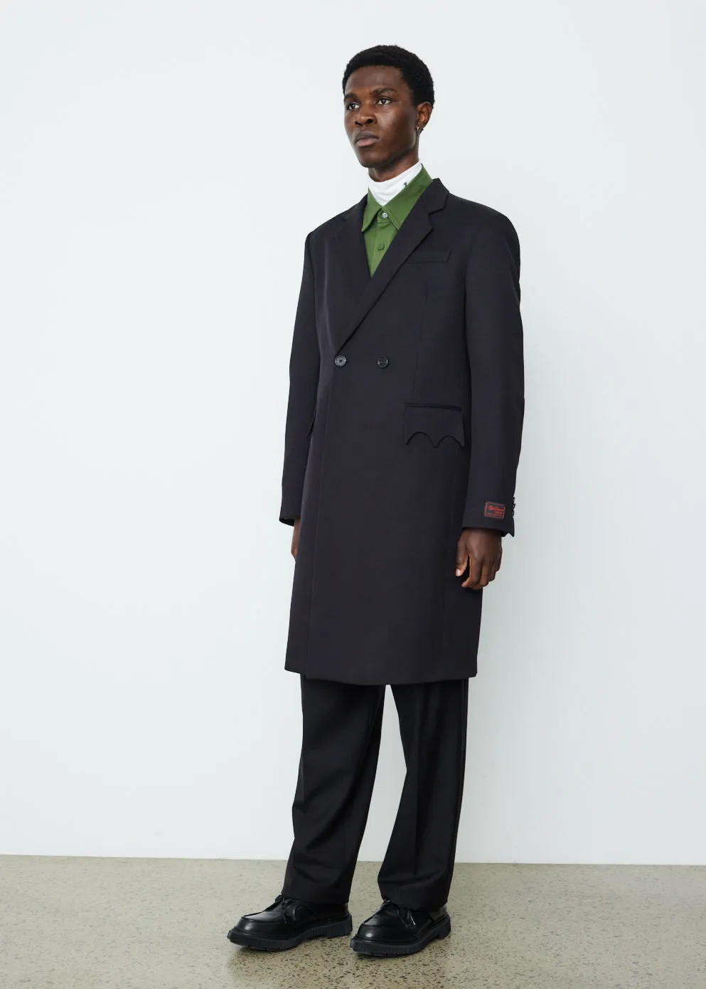 Classic Double Breasted Coat with Uniform Pockets