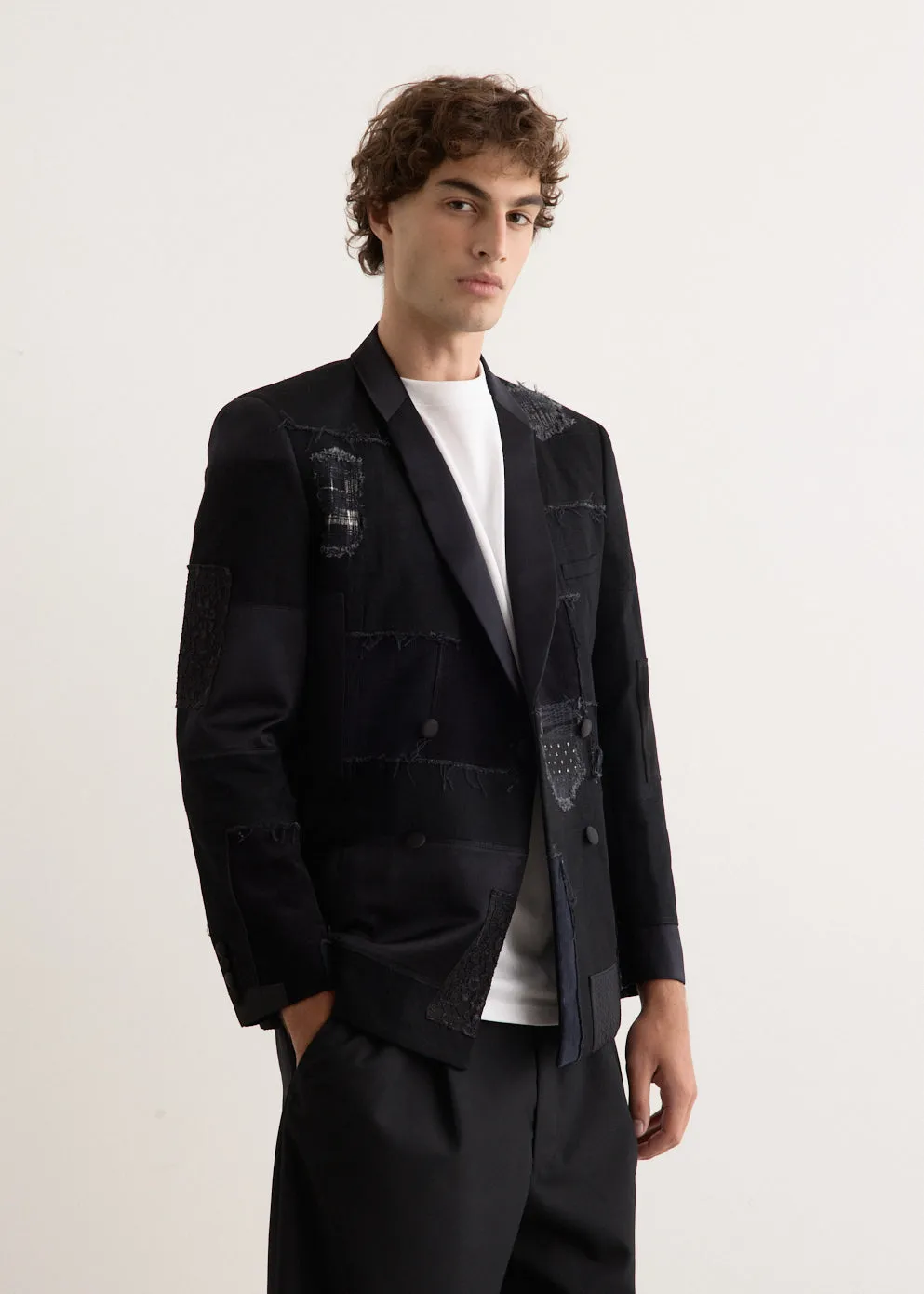 Cotton Denim x Multi Fabrics Patchwork Jacket