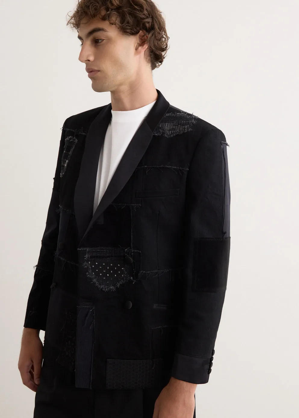 Cotton Denim x Multi Fabrics Patchwork Jacket