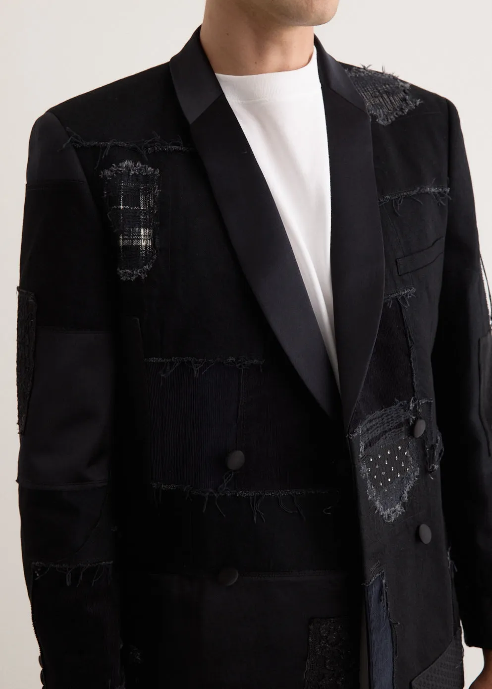 Cotton Denim x Multi Fabrics Patchwork Jacket