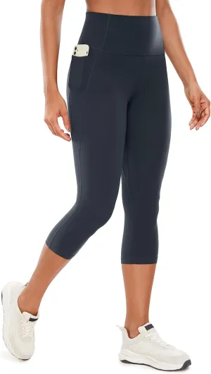CRZ YOGA Womens Butterluxe Workout Capri Leggings with Pockets 19 Inches - High Waisted Crop Gym Yoga Pants Buttery Soft