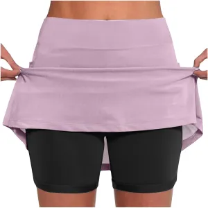 DDAPJ pyju Womens Tennis Skirt with Shorts Plus Size High Waisted Modest Skirts Workout Skort Golf Skirt Athletic Skorts