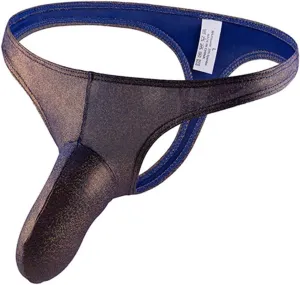 Evankin Men's Sexy Thong Underwear U Convex Elephant Trunk Pouch Jock Strap T-pants Faux Leather Low Rise Underpants