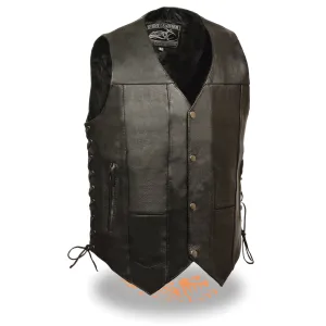 Event Leather EL5391 Men's Leather 10 Pocket Side Lace Vest