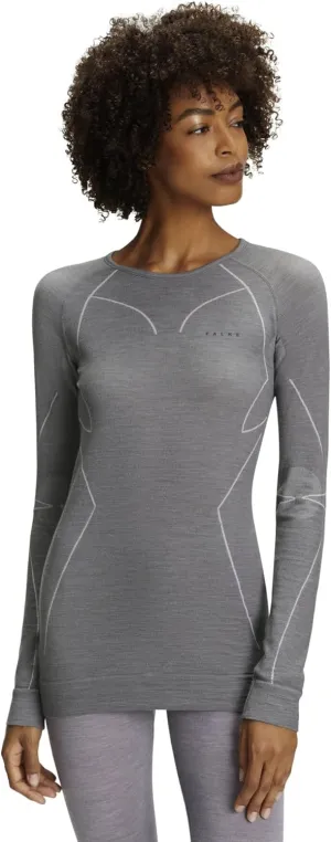 Falke Women Standard ESS Sport Wool Tech Long Sleeve, Grey (Grey-Heather 3757)