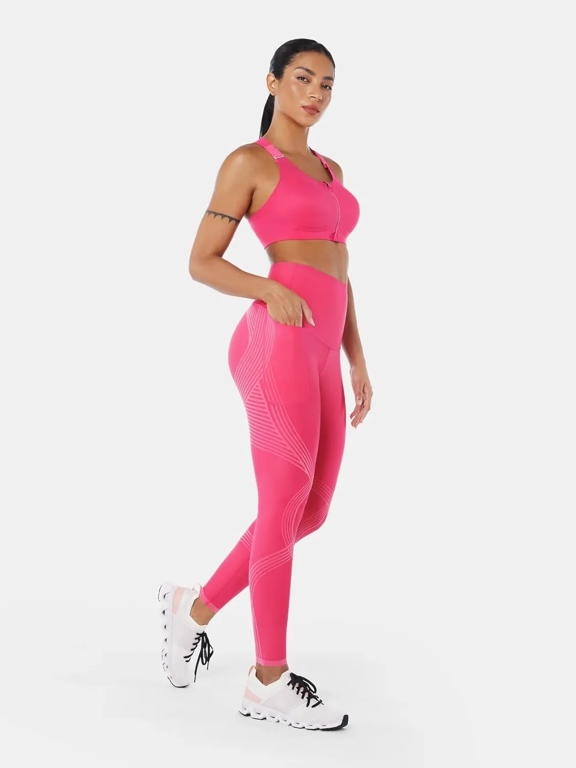 Fanka Compression Body Sculpt Side Pocket Leggings for Women No See Through Reversible Wear High Waisted Yoga Pants Workout
