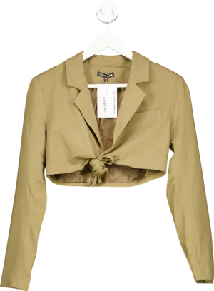 Fashion Nova Khaki Tie Front Blazer UK S