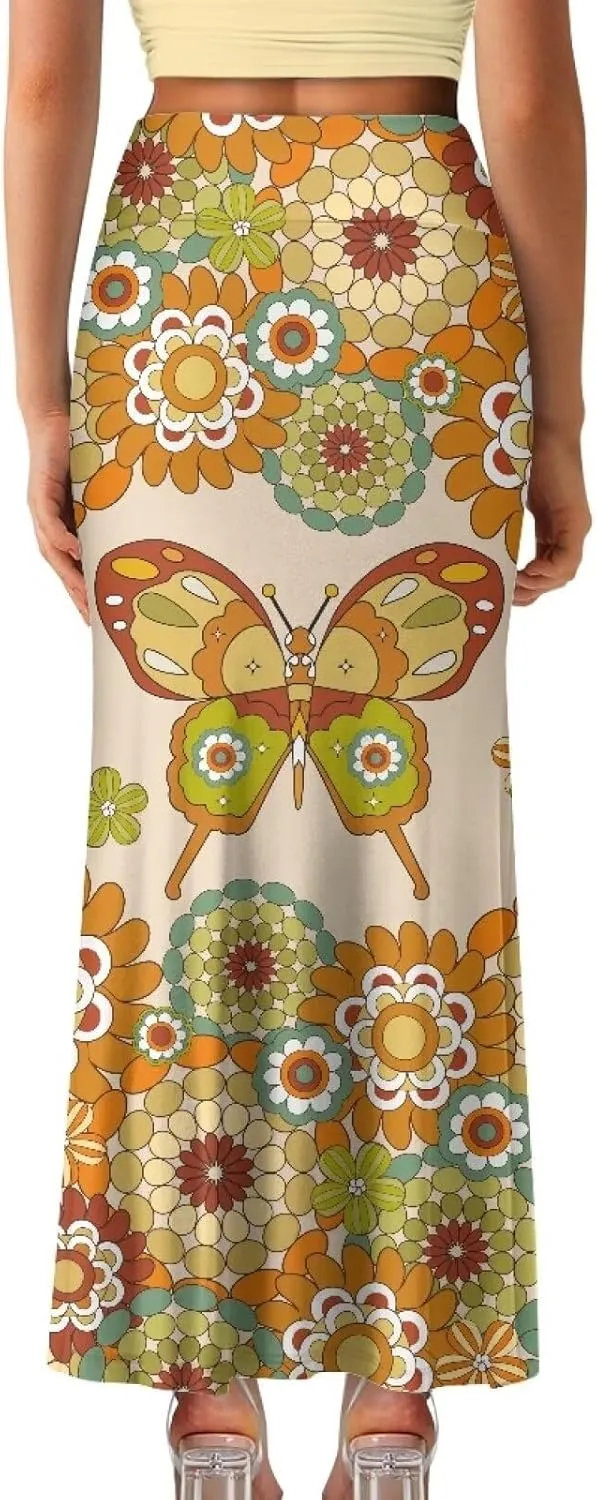 Flared Long Skirts for Women High Waist Maxi Skirts A-Line Ruffle Swing Casual Skirts for Party Holiday Cocktail