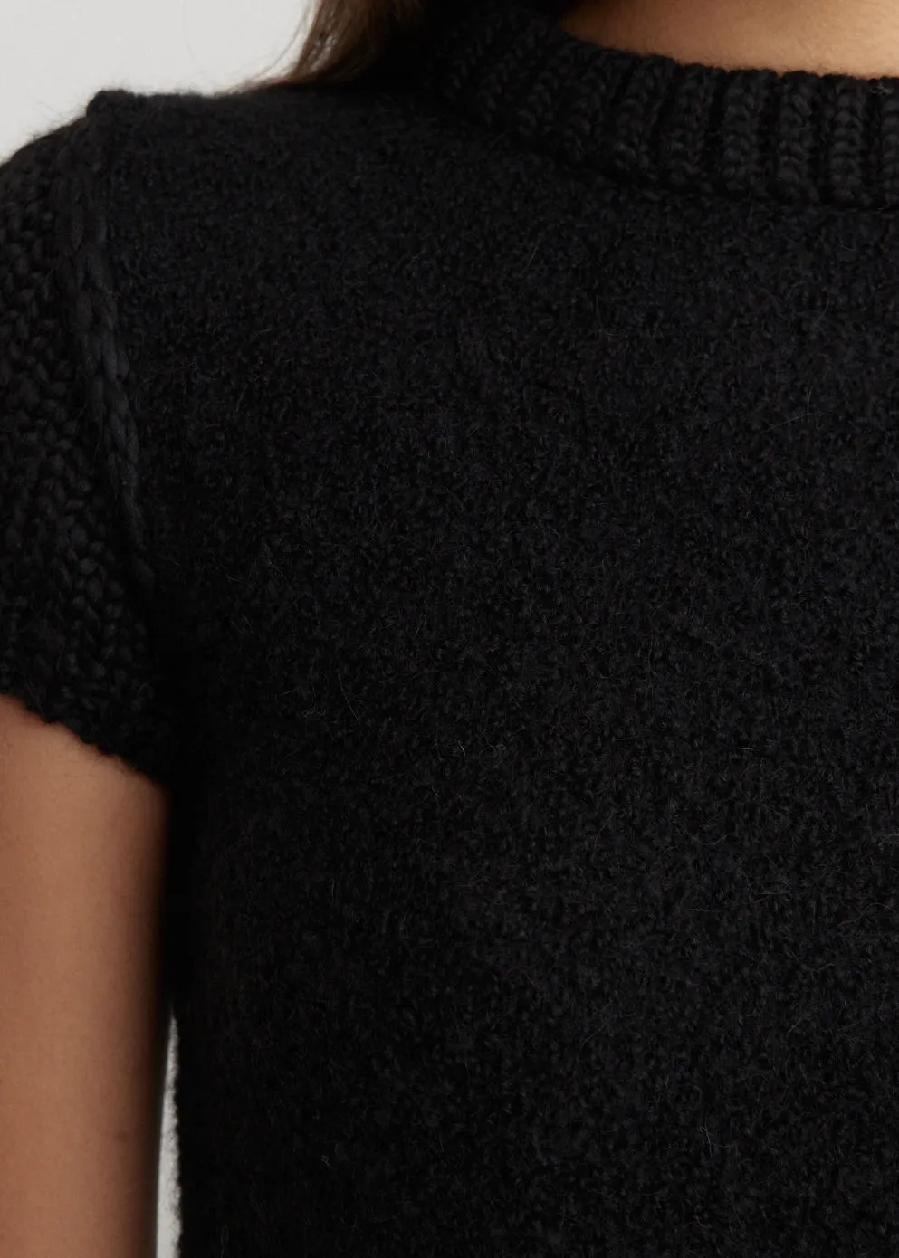 Fluffy Cap Sleeve Knit Top