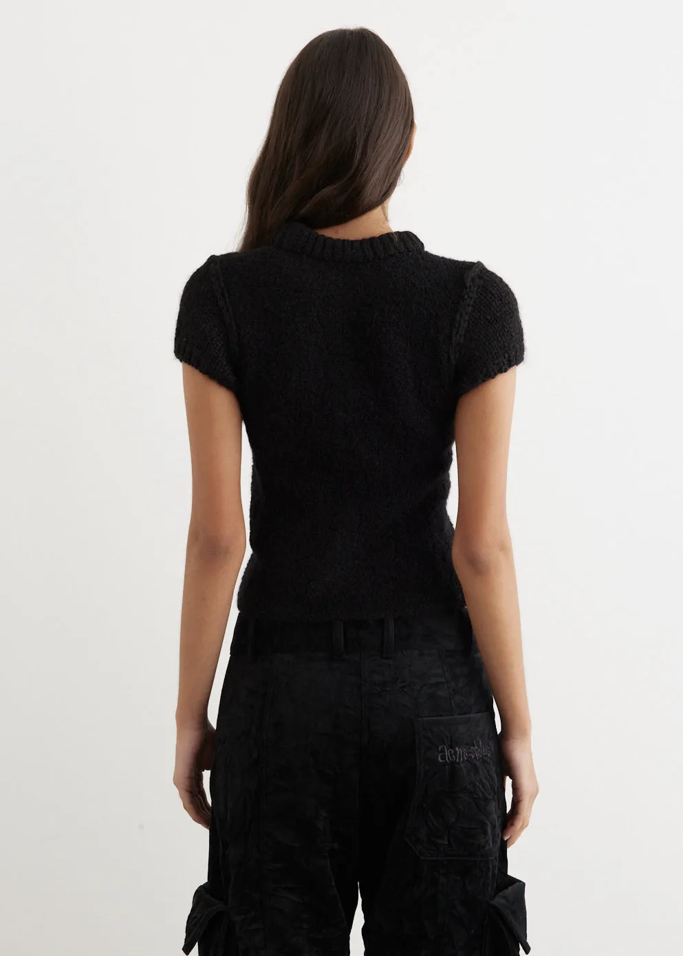 Fluffy Cap Sleeve Knit Top