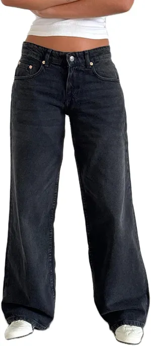 Giraropa Women Y2k Low Rise Jeans Vintage Baggy Straight Wide Leg Boyfriend Jeans Casual Loose Fit Long Denim Pants