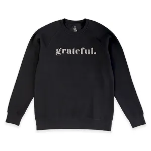 Grateful Crew Neck Jumper - Black - Charcoal Shimmer Print