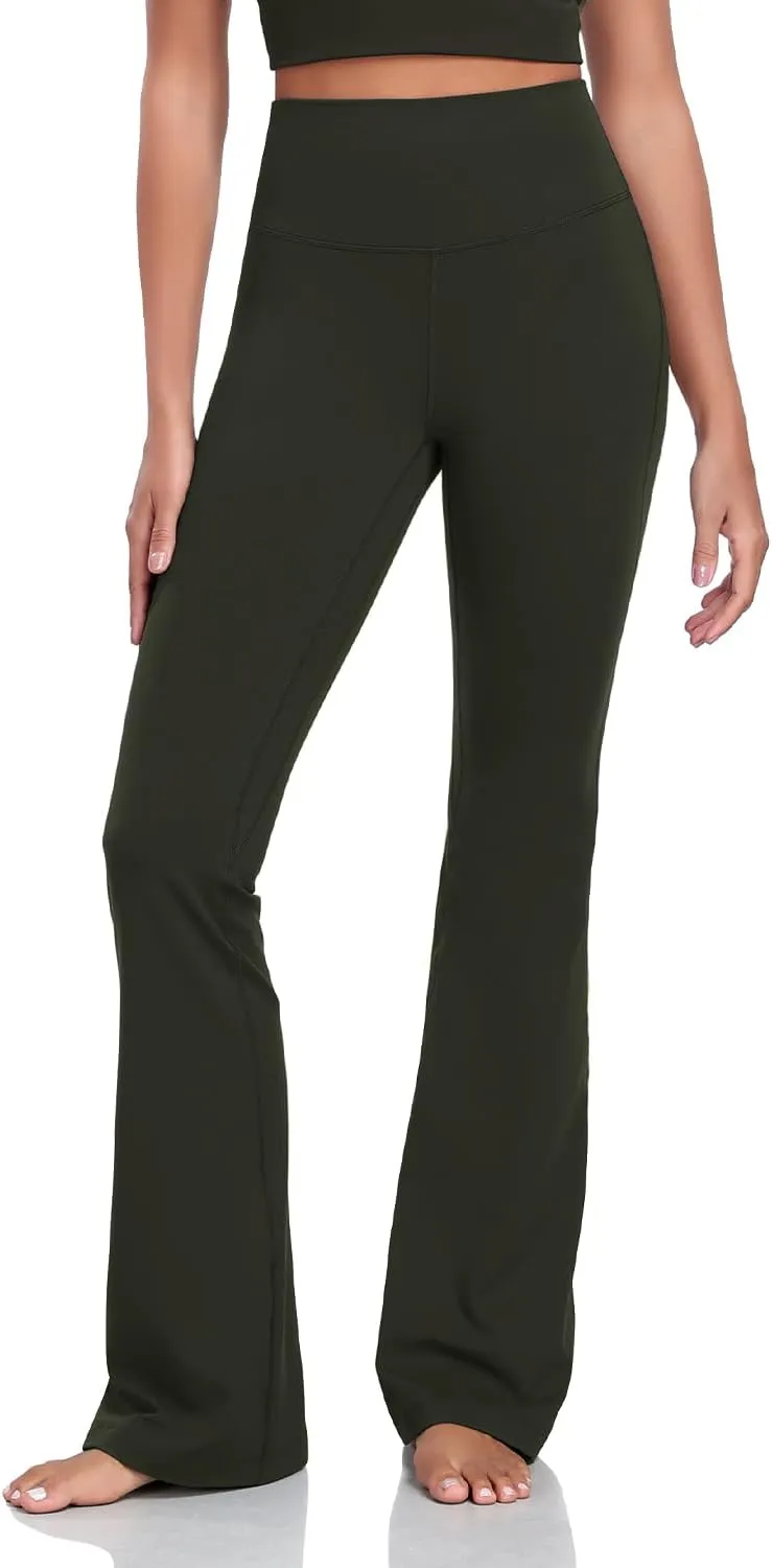 HeyNuts Harmony Flare Leggings 29"/30.5"/32.5"/34.5", High Waisted Tummy Control Wide Leg Bootcut Yoga Pants Lounge Soft