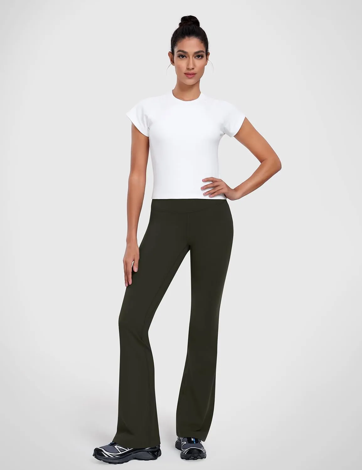 HeyNuts Harmony Flare Leggings 29"/30.5"/32.5"/34.5", High Waisted Tummy Control Wide Leg Bootcut Yoga Pants Lounge Soft