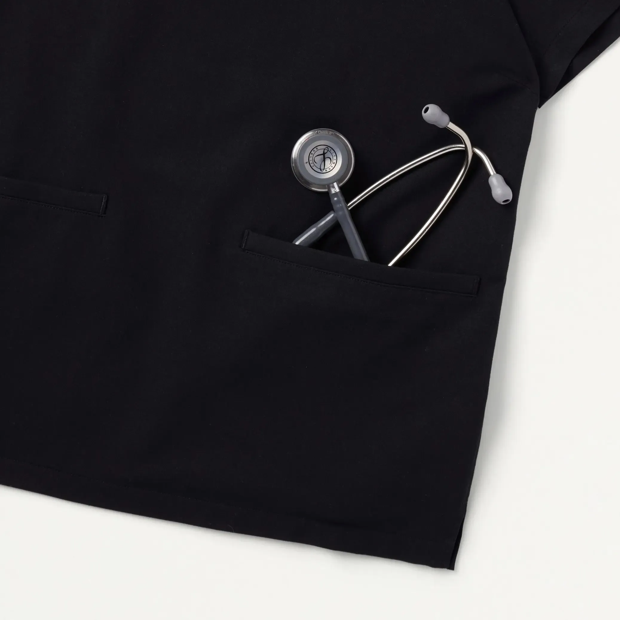 Jaanuu Women's Helia Slim Notched V-Neck Scrub Top - Black
