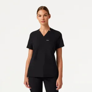 Jaanuu Women's Helia Slim Notched V-Neck Scrub Top - Black