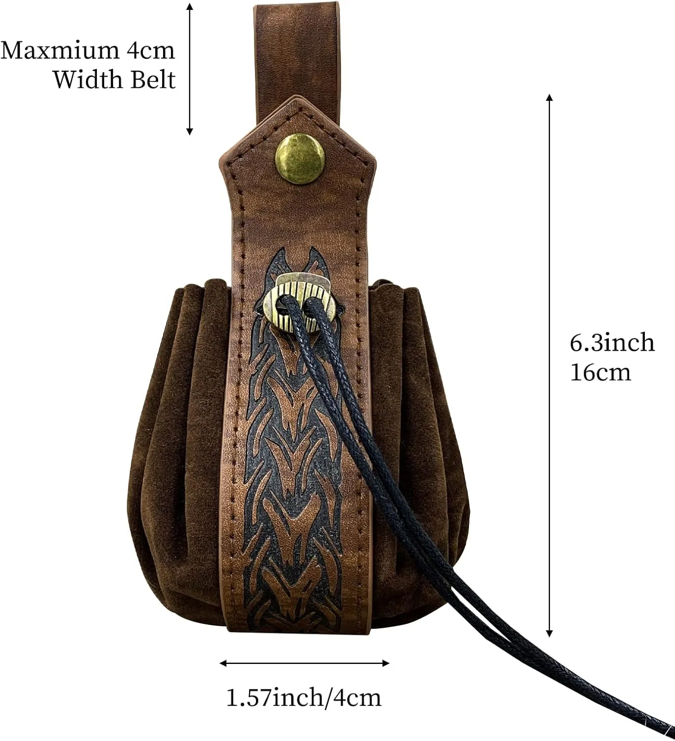 JAOYU Medieval Leather Pouch Belt Faux Leather Drawstring Bag Renaissance Medieval Coin Pouch for Men Women