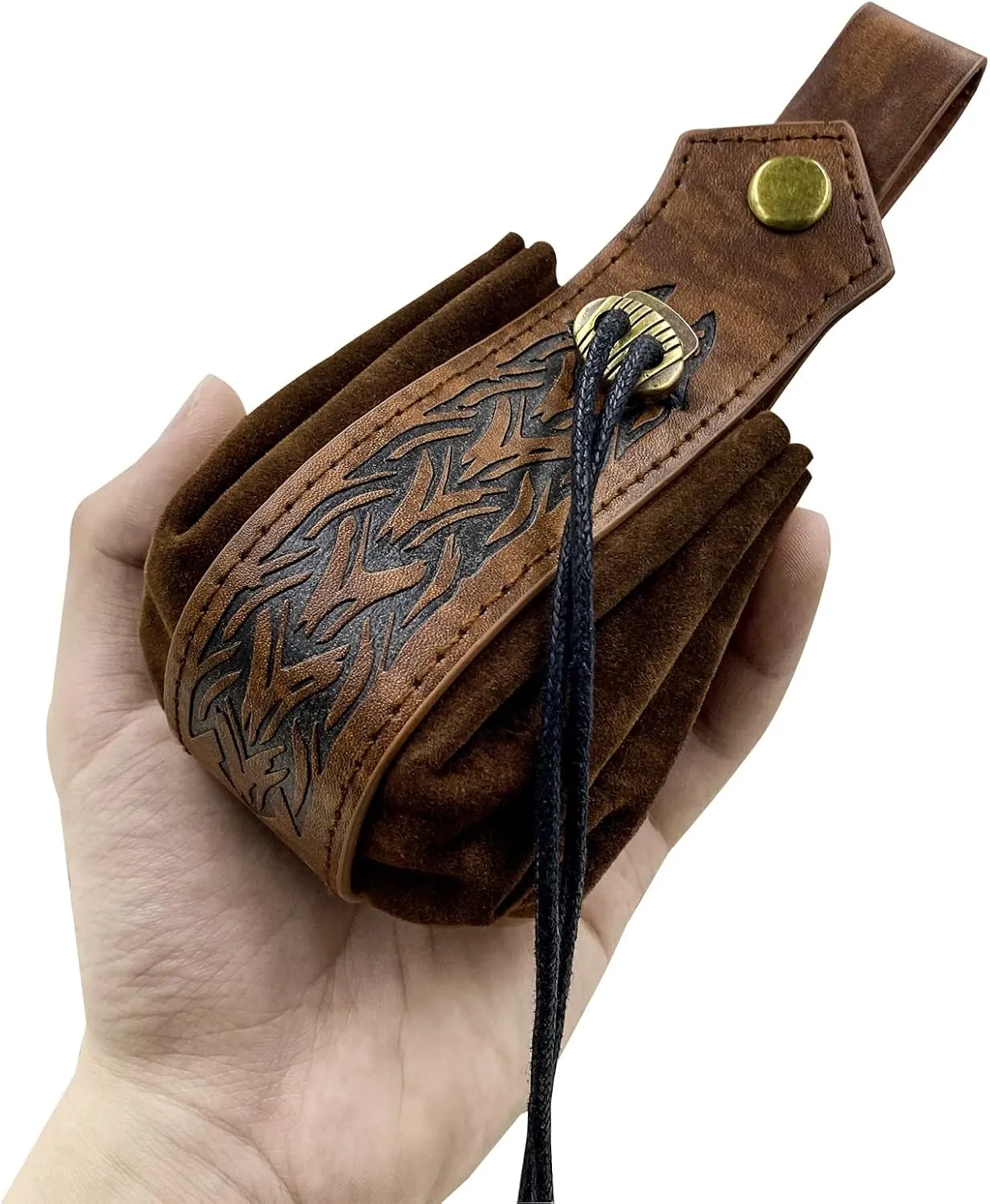JAOYU Medieval Leather Pouch Belt Faux Leather Drawstring Bag Renaissance Medieval Coin Pouch for Men Women
