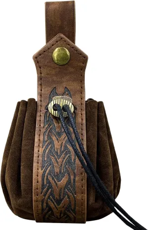 JAOYU Medieval Leather Pouch Belt Faux Leather Drawstring Bag Renaissance Medieval Coin Pouch for Men Women