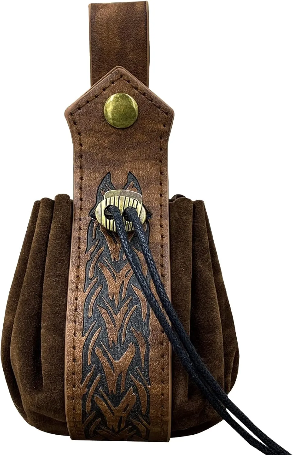 JAOYU Medieval Leather Pouch Belt Faux Leather Drawstring Bag Renaissance Medieval Coin Pouch for Men Women