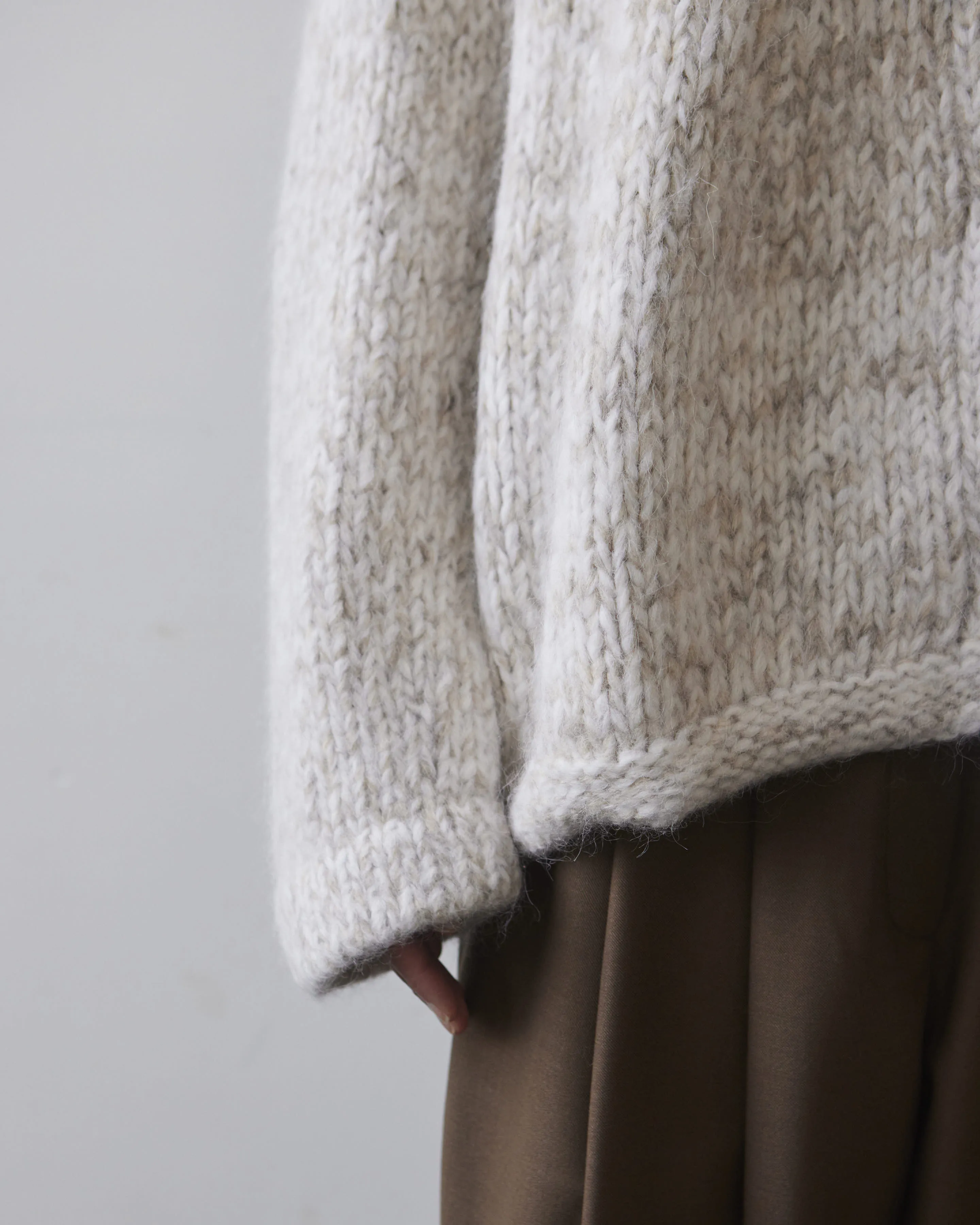 Lauren Manoogian Handknit Marl Cardigan, White/Pebble