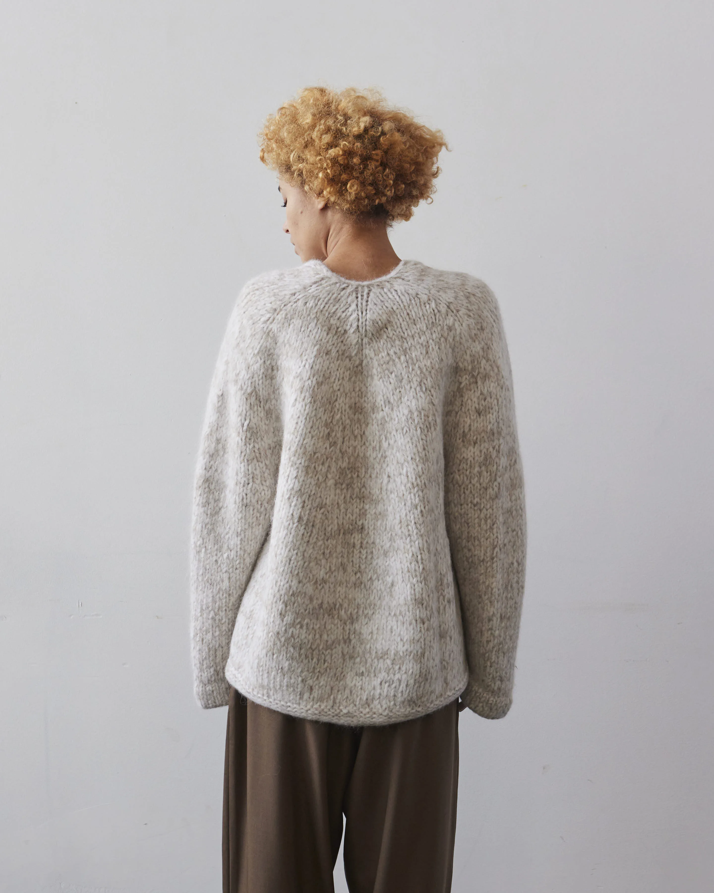 Lauren Manoogian Handknit Marl Cardigan, White/Pebble