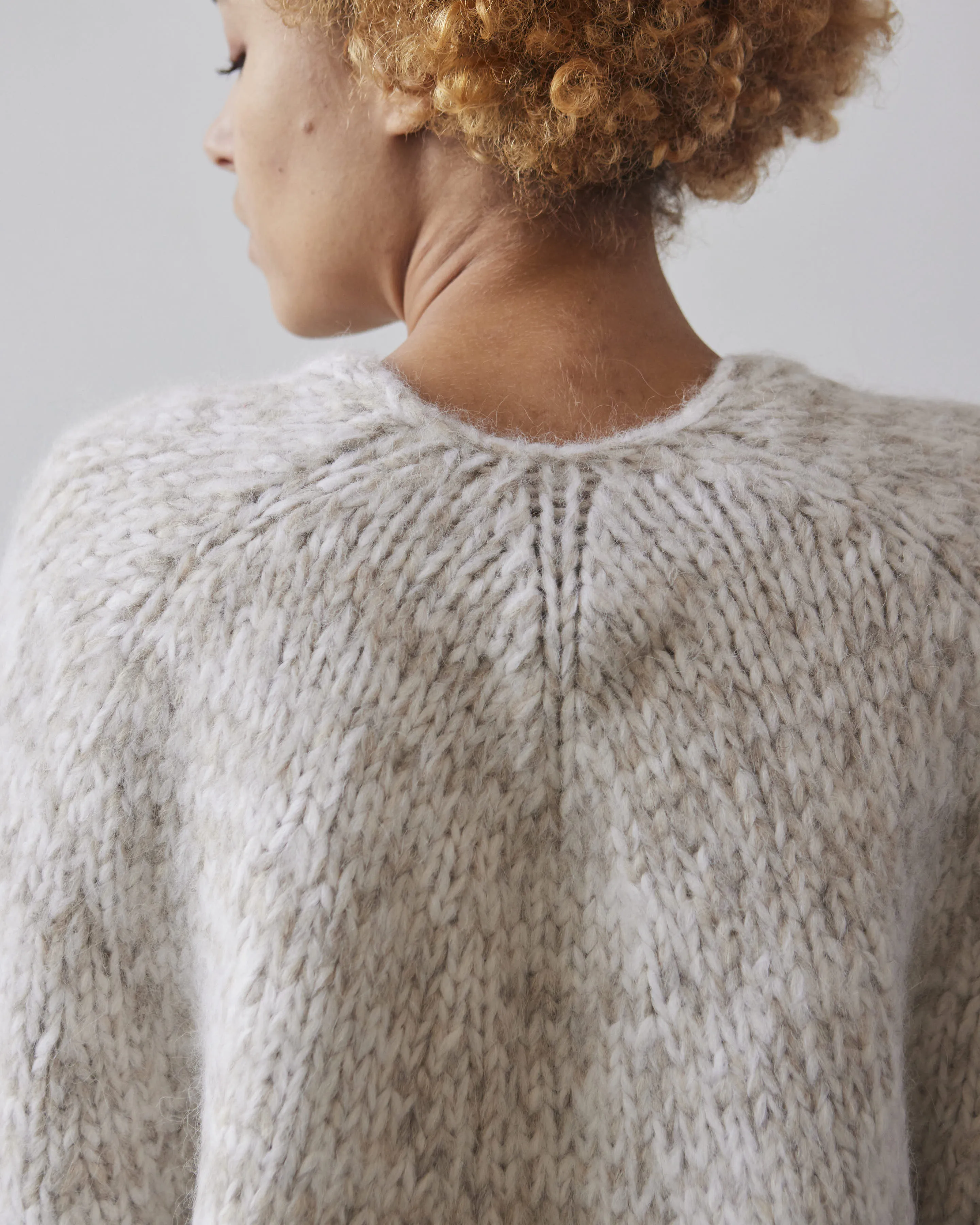 Lauren Manoogian Handknit Marl Cardigan, White/Pebble