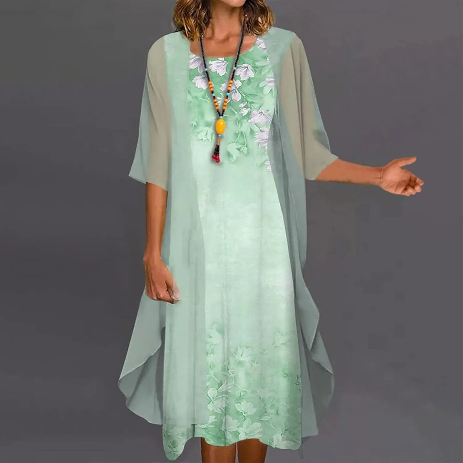 Maxi Dress for Women,Summer Casual Two Piece Set Wedding Guest Plus Size Elegant Floral Boho Beach Sundress