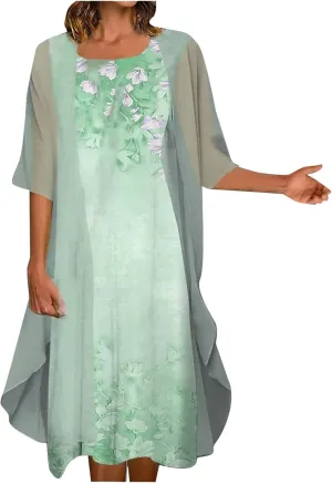 Maxi Dress for Women,Summer Casual Two Piece Set Wedding Guest Plus Size Elegant Floral Boho Beach Sundress