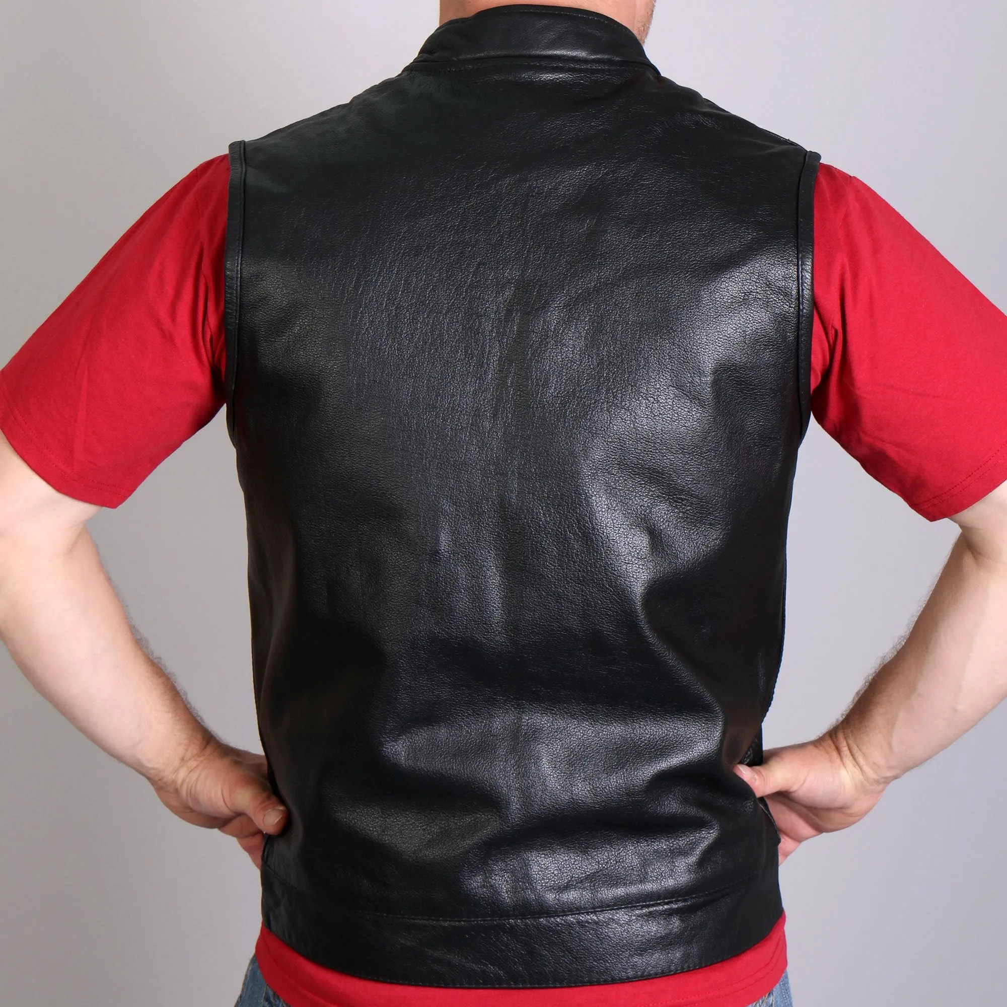 Men's 10 Pocket Cowhide Leather Vest, VSM1018-HL