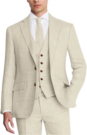 Men's Suit 3 Piece Linen Suits Slim Fit Suit Blazer Vest Pants Set Wedding Prom Tuxedos Business Casual Suit